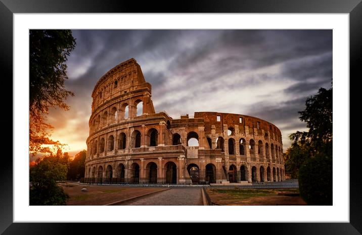 Colosseum, coliseum at sunset Framed Mounted Print by Guido Parmiggiani