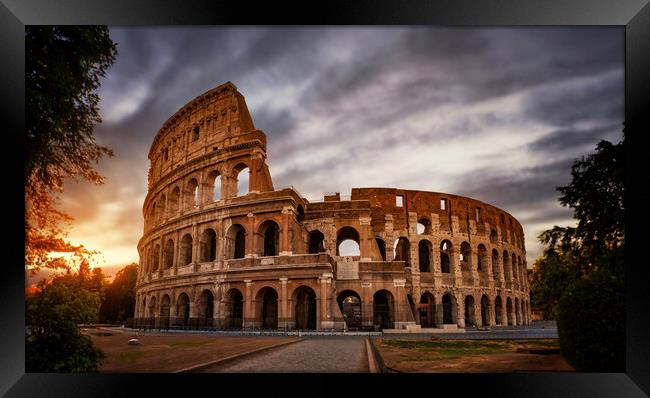 Colosseum, coliseum at sunset Framed Print by Guido Parmiggiani