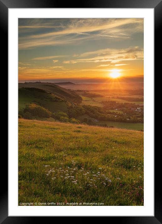 Devil's Dyke sunset Framed Mounted Print by Derek Griffin