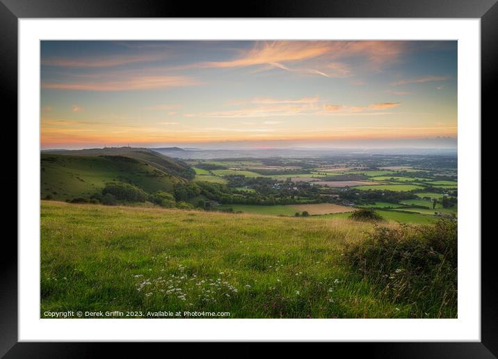 Evening view from Devil's Dyke Framed Mounted Print by Derek Griffin