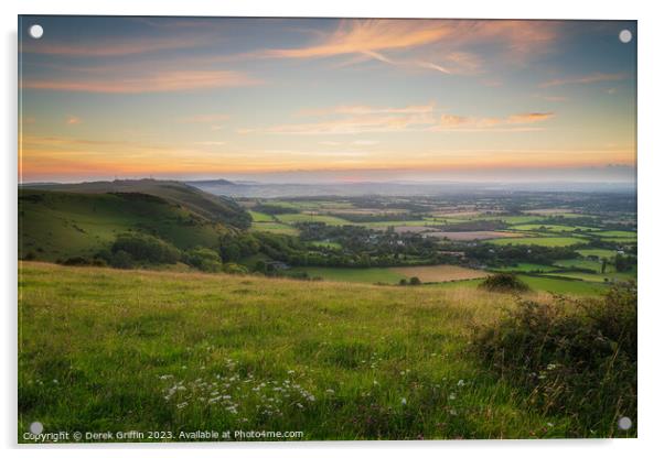 Evening view from Devil's Dyke Acrylic by Derek Griffin