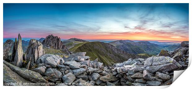 A Glyders panorama Print by John Henderson