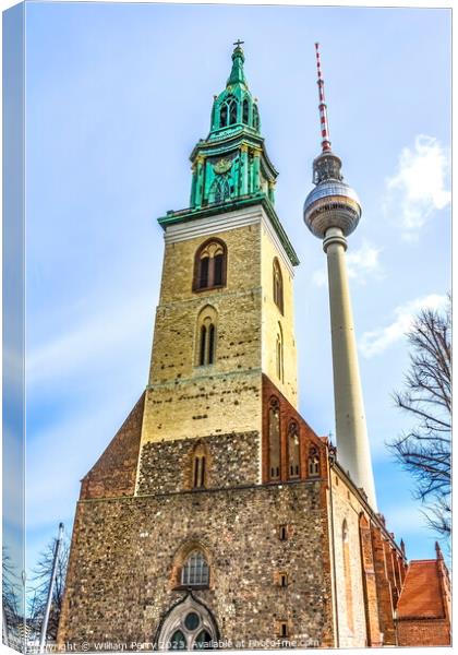 St Mary's Church TV Tower Berlin Germany Canvas Print by William Perry