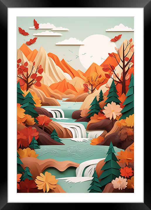 Autumn Mountain Range   Framed Mounted Print by CC Designs