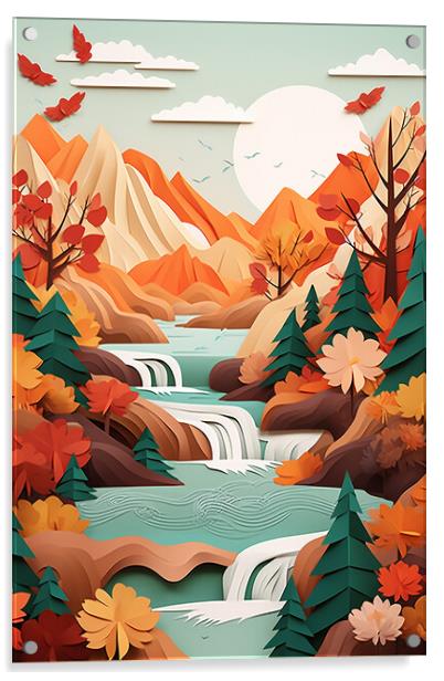 Autumn Mountain Range   Acrylic by CC Designs