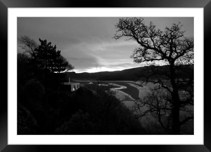 Dawn at Portmeirion 1, monochrome Framed Mounted Print by Paul Boizot