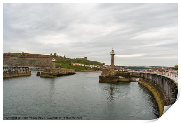 The entrance to Whitby harbour Print by Chris Yaxley