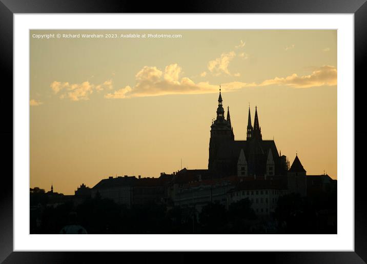 Prague Castle at dusk. Framed Mounted Print by Richard Wareham