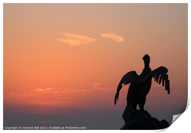 Cormorant Sculpture at Sunset Print by Andrew Bell