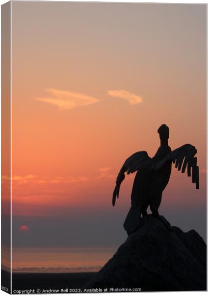 Dramatic Sunlit Cormorant Sculpture Canvas Print by Andrew Bell