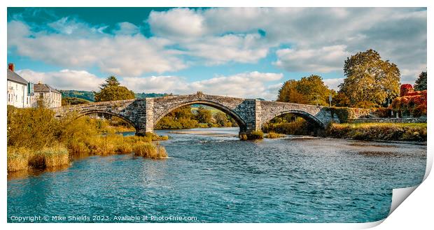 Conwy's Eye-Catching Llanrwst Bridge Print by Mike Shields