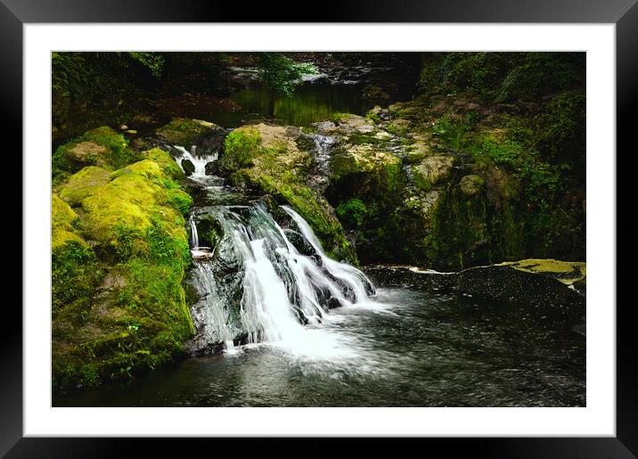 Beautiful Arbirlot Waterfall in Scotland Framed Mounted Print by DAVID FRANCIS