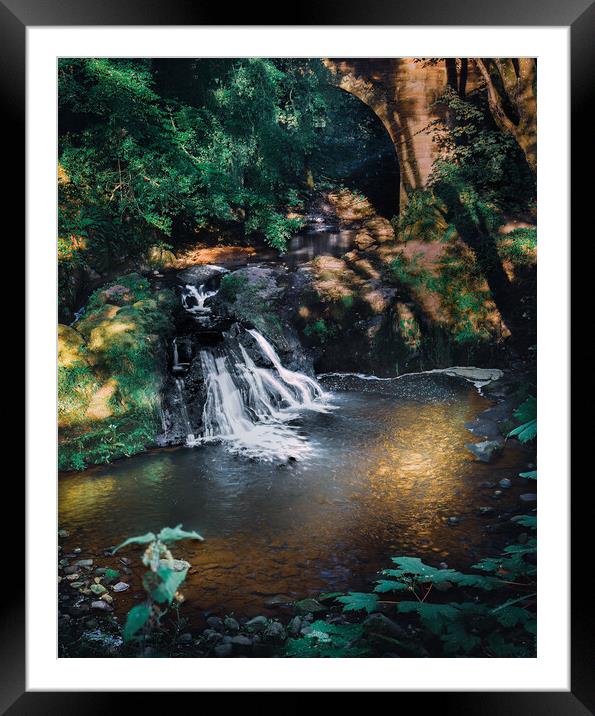 Stunning Arbirlot Waterfall in Scotland Framed Mounted Print by DAVID FRANCIS