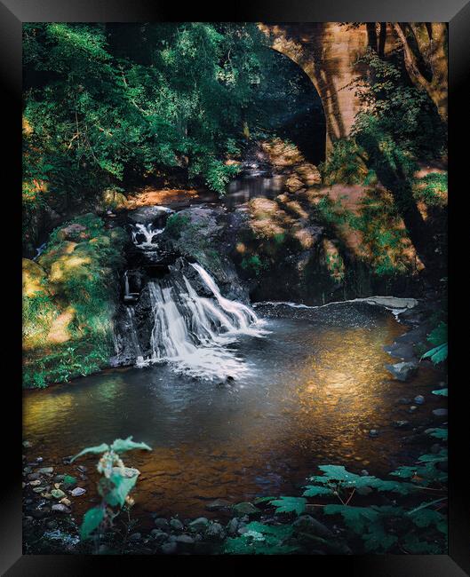 Stunning Arbirlot Waterfall in Scotland Framed Print by DAVID FRANCIS