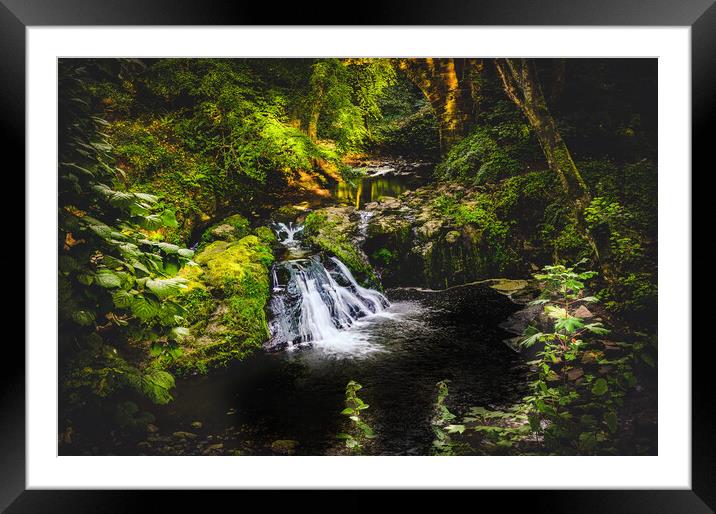 Stunning Arbirlot Waterfall in Scotland Framed Mounted Print by DAVID FRANCIS
