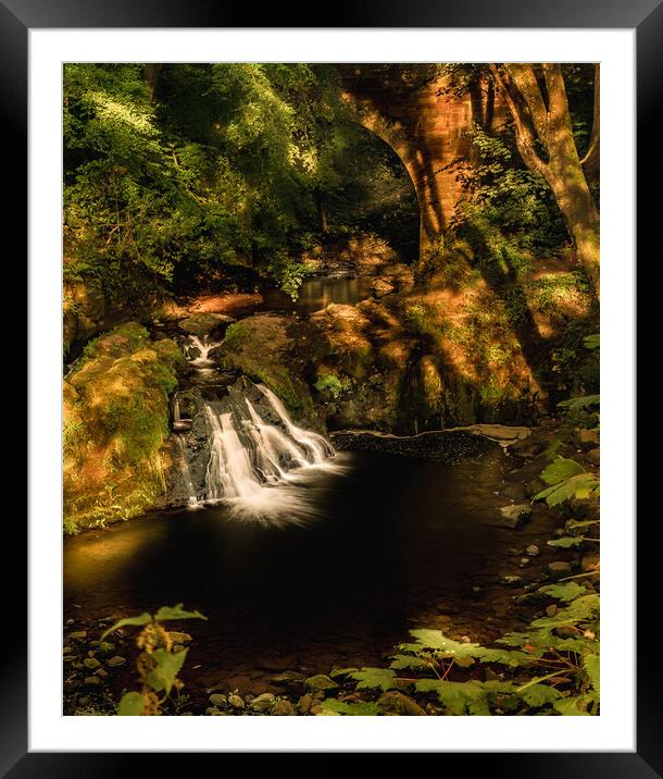 Spectacular Arbirlot Waterfall Scotland Framed Mounted Print by DAVID FRANCIS