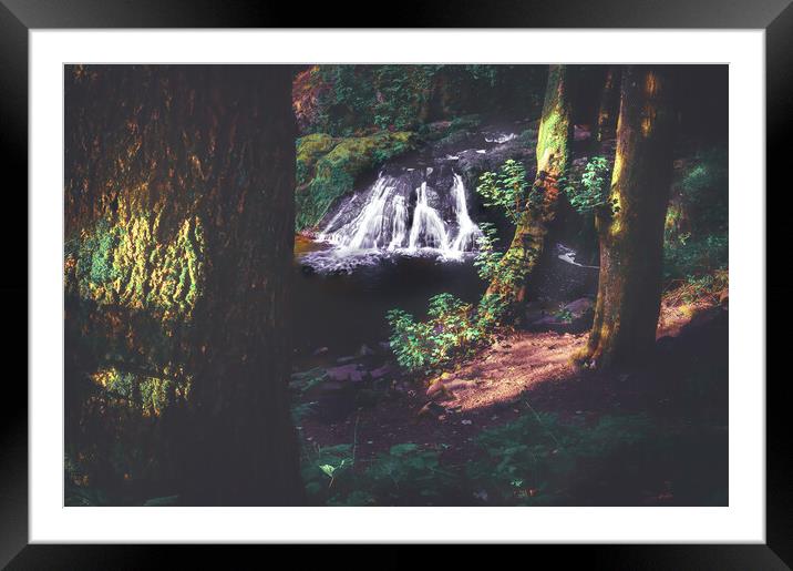Hidden Gem Arbirlot Waterfall Scotland Framed Mounted Print by DAVID FRANCIS