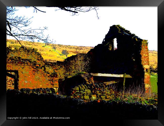 Deserted farmhouse, Derbyshire. Framed Print by john hill