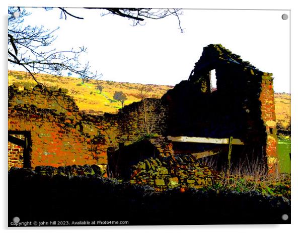 Deserted farmhouse, Derbyshire. Acrylic by john hill