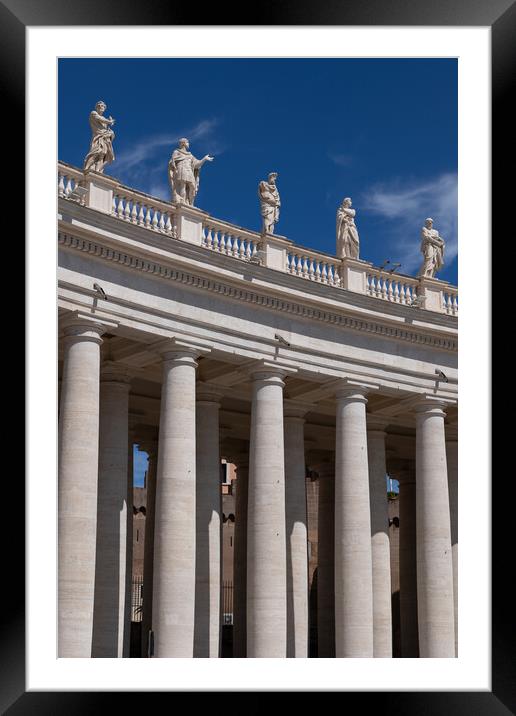 Columns And Saints Of St Peter Square Colonnade Framed Mounted Print by Artur Bogacki