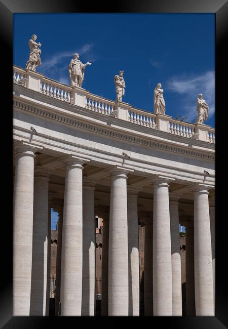 Columns And Saints Of St Peter Square Colonnade Framed Print by Artur Bogacki
