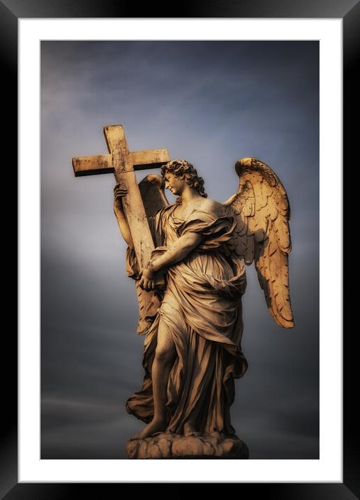 Angel Carrying The Cross Framed Mounted Print by Artur Bogacki