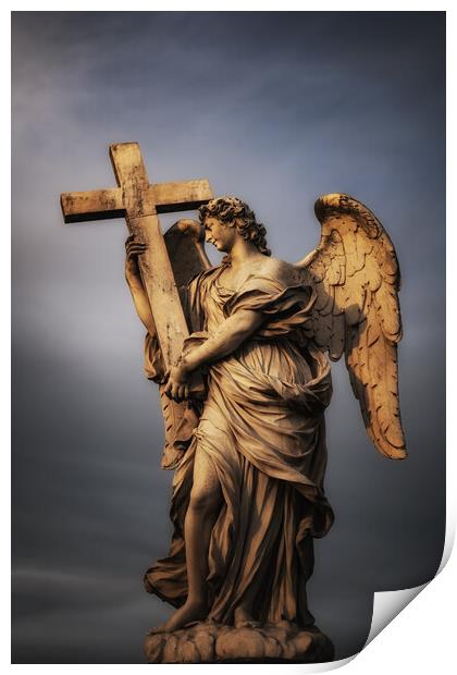 Angel Carrying The Cross Print by Artur Bogacki