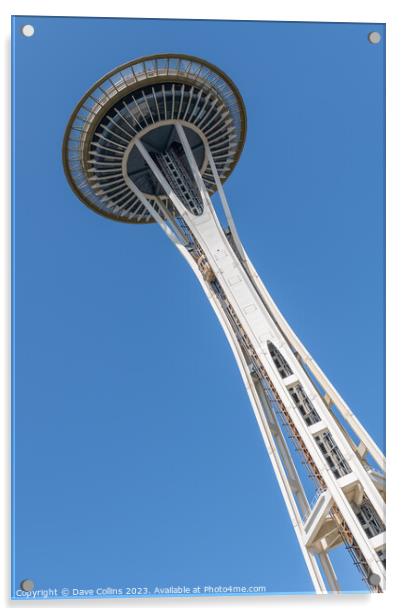 Dutch angle view of the Space Needle from Seattle Center, Seattle, Washington, USA Acrylic by Dave Collins