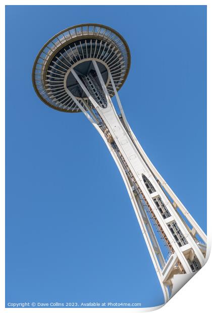 Dutch angle view of the Space Needle from Seattle Center, Seattle, Washington, USA Print by Dave Collins