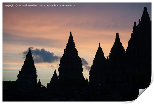 Indonesia weather Prambanan sunset Print by Richard Wareham
