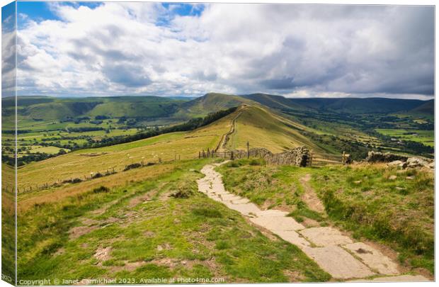 The Great Ridge Walk to Mam Tor Canvas Print by Janet Carmichael
