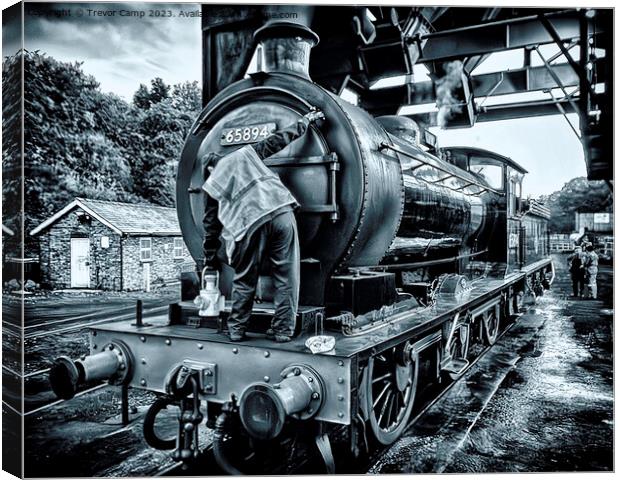 Echoes of Steam: The Prepped J27 Locomotive Canvas Print by Trevor Camp