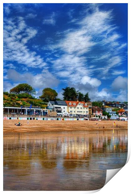 Lyme Regis Beach Reflections, Dorset Print by Darren Galpin