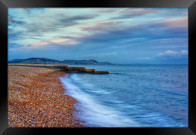  Lyme Regis Beach and Jurassic Coastline    Framed Print by Darren Galpin