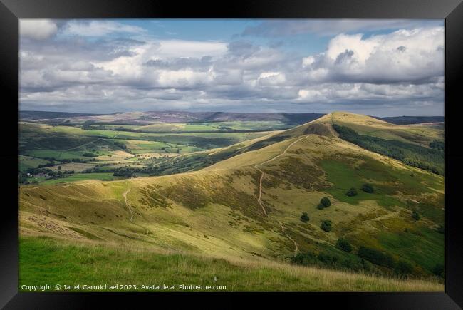 Captivating Great Ridge Panorama - Peak District Framed Print by Janet Carmichael