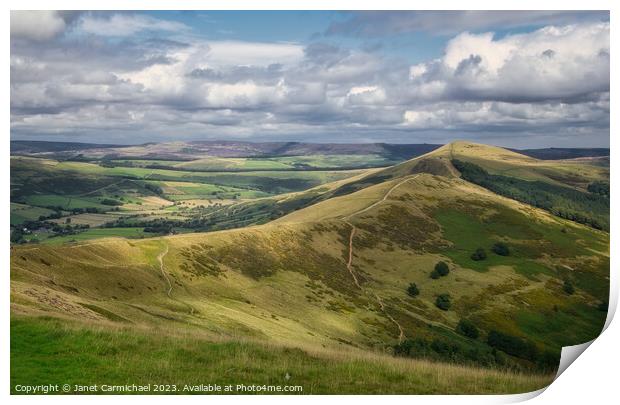 Captivating Great Ridge Panorama - Peak District Print by Janet Carmichael