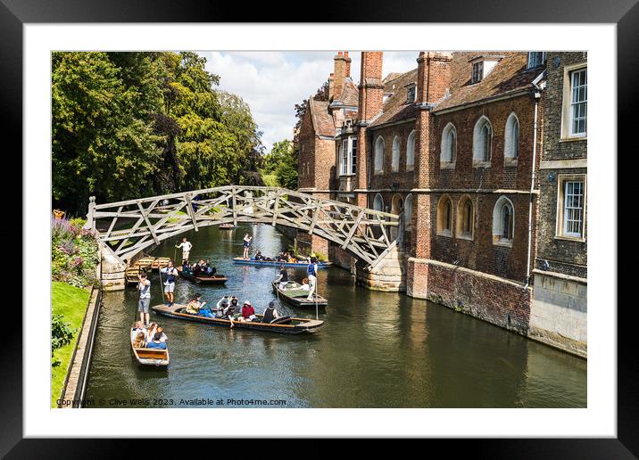 The famous Mathematical Bridge at Queens College Framed Mounted Print by Clive Wells