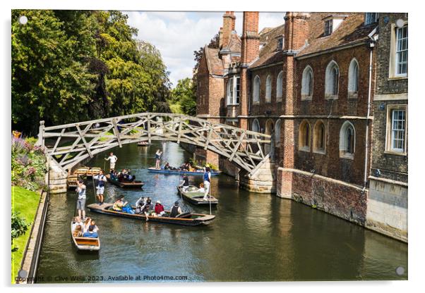 The famous Mathematical Bridge at Queens College Acrylic by Clive Wells