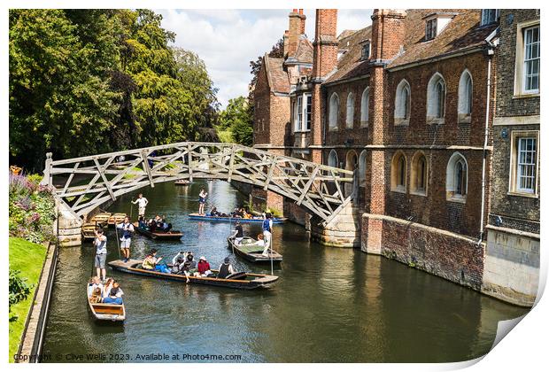 The famous Mathematical Bridge at Queens College Print by Clive Wells