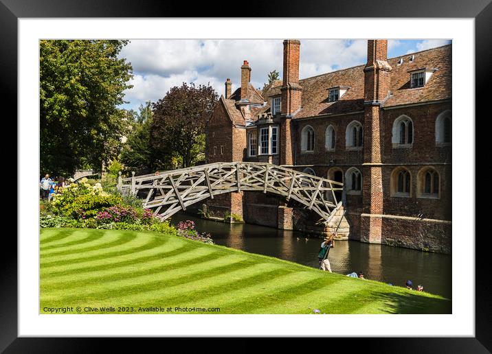 Mathematical Bridge at Queens College Framed Mounted Print by Clive Wells