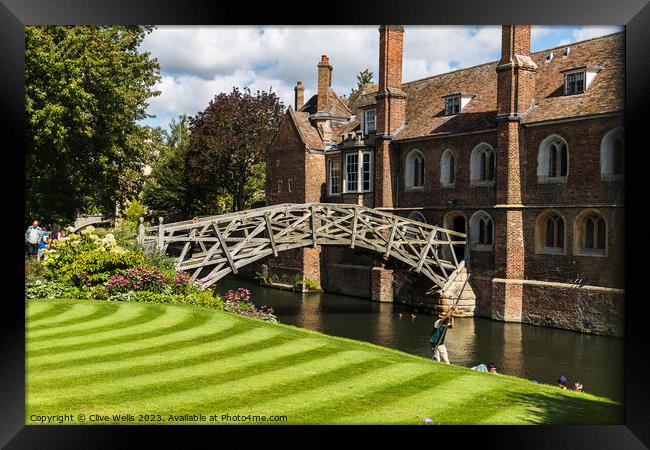 Mathematical Bridge at Queens College Framed Print by Clive Wells