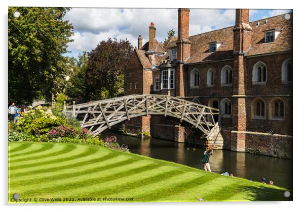 Mathematical Bridge at Queens College Acrylic by Clive Wells