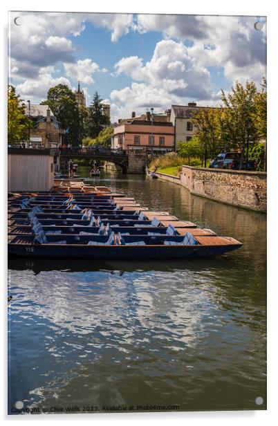 A neat row of punts Acrylic by Clive Wells