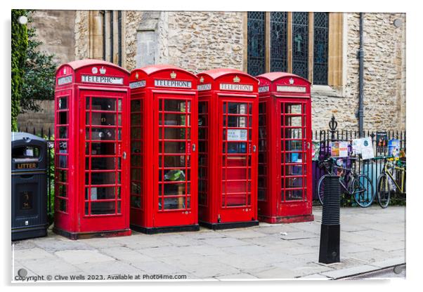 Telephone boxes Acrylic by Clive Wells