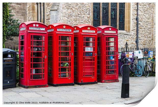 Telephone boxes Print by Clive Wells