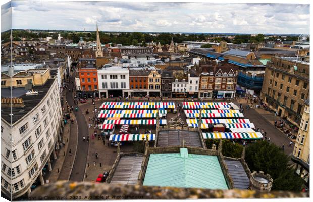 Cambridge market place from above Canvas Print by Clive Wells