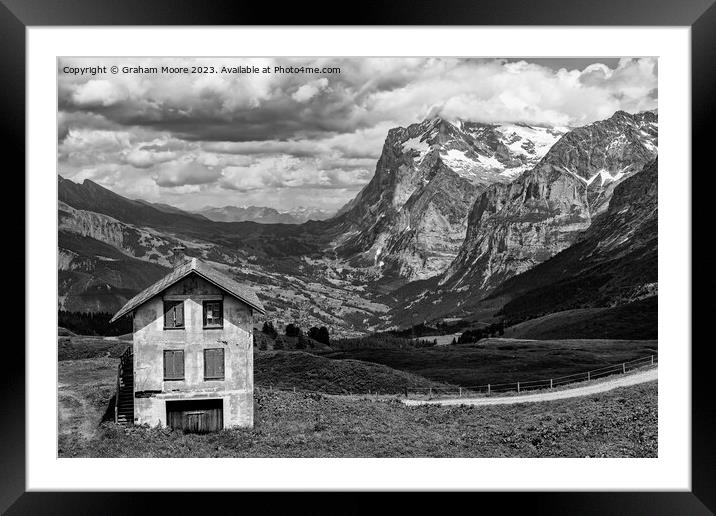 Grindelwald from Kleine Scheidegg monochrome Framed Mounted Print by Graham Moore