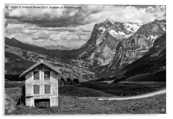 Grindelwald from Kleine Scheidegg monochrome Acrylic by Graham Moore