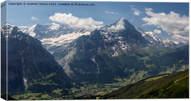 Grindelwald and Eiger pan Canvas Print by Graham Moore