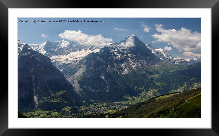 Grindelwald and Eiger pan Framed Mounted Print by Graham Moore